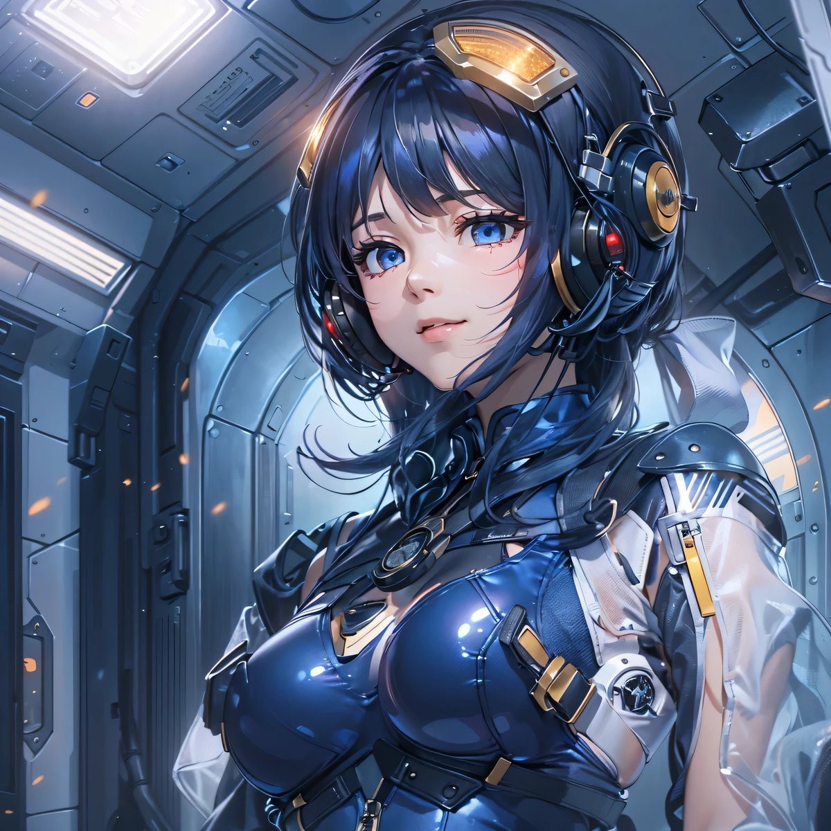 A girl pilot in a blue pilot suit.  
#BluePilotSuit
#BlueSpacePilotSuitGirls

#aiart #aiartwork #SpaceSuit #PilotSuit #AIillustration #SpaceTravel
#BluePilotSuit20240422