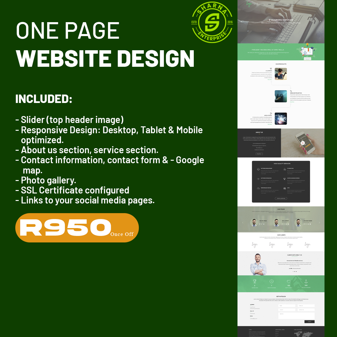 SharnaRsa's tweet photo. Ready to launch your business online? 🌐💼
Get a sleek, professional one-page website from Sharna Enterprise! Perfect for startups and personal brands. Affordable rates, stunning designs!
Contact us today!
Phone: 076 130 9165
Email: info@sharna.co.za
#WebDevelopment #Startup https://t.co/H1uvbSU5OK