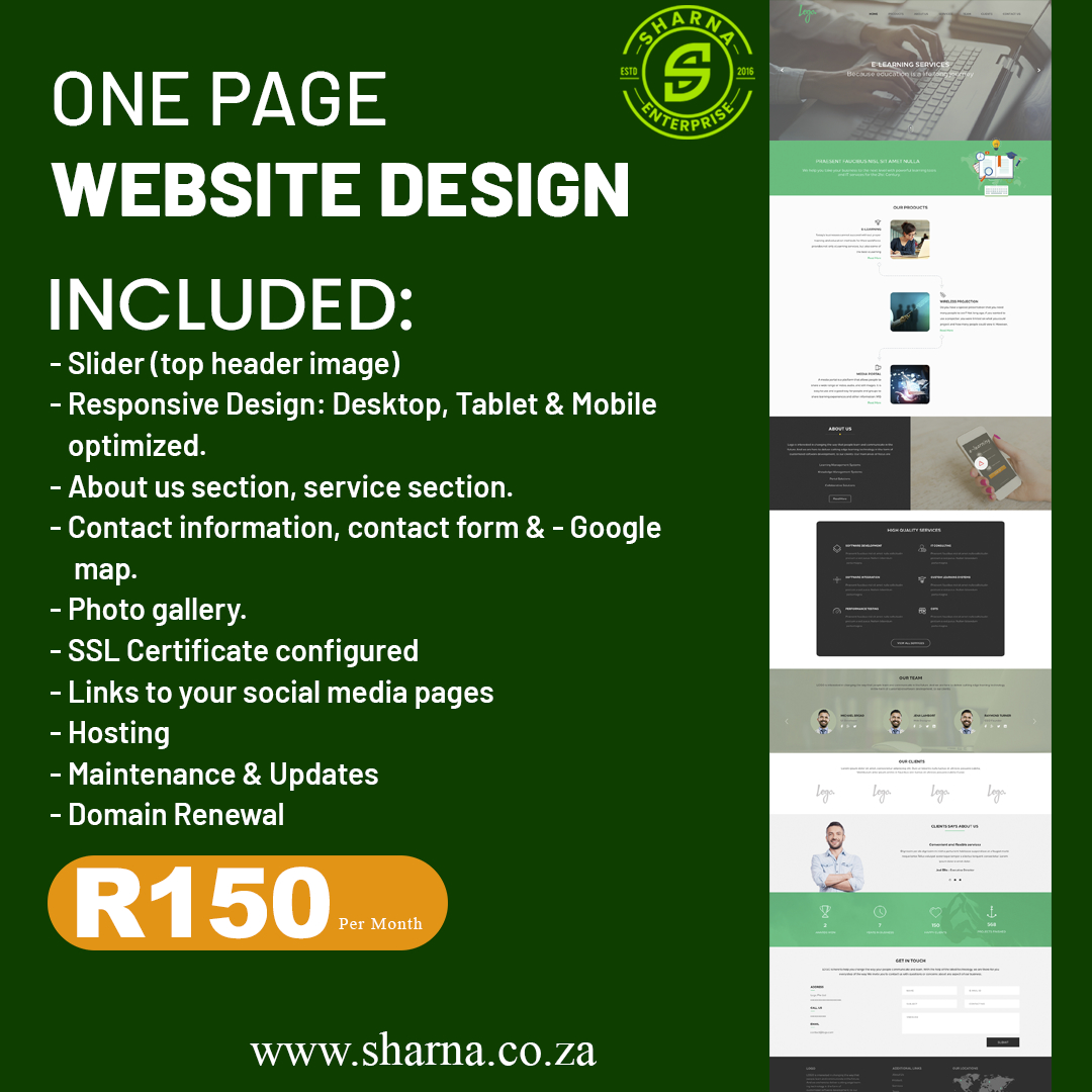 SharnaRsa's tweet photo. Ready to launch your business online? 🌐💼
Get a sleek, professional one-page website from Sharna Enterprise! Perfect for startups and personal brands. Affordable rates, stunning designs!
Contact us today!
Phone: 076 130 9165
Email: info@sharna.co.za
#WebDevelopment #Startup https://t.co/H1uvbSU5OK