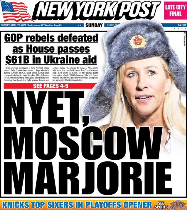 Wow… @nypost you’ve really lost it. Owned by Cold Warriors stuck in the wrong century And those “GOP Rebels” are now a majority of our party And we love it