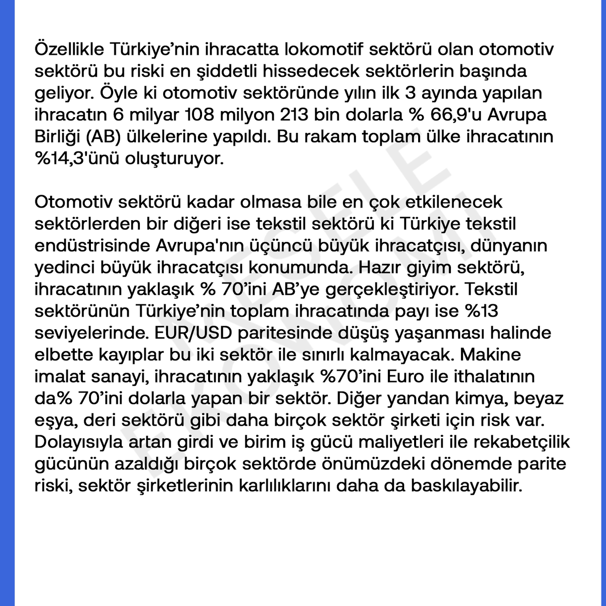 ECB ve Fed ayrışması ihracatçıyı olumsuz etkileyebilir ✍️ Tuğba Özay yazdı. @t_ozay Avrupa Türkiye’nin en büyük ticaret pazarı. Şu an her ne kadar faiz indirimlerinin zamanlaması konusunda net bir tarih olmasa da ABD’de faizlerin yüksek seyretmeye devam edeceği ancak Avrupa’da