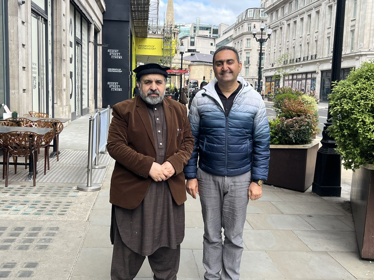 muzzamil_shah's tweet photo. "An unexpected reunion after 17 years on London's bustling Oxford Street with my university buddy Abdulhai Kakar from Prague, accompanied by the insightful Zahid from BBC London. So much to catch up on and reminisce about! #FriendshipGoals #LondonReunion" https://t.co/s0JnGQYX3C