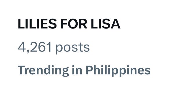 TeamLisaPH's tweet photo. “LILIES FOR LISA” is currently trending in the Philippines 🇵🇭

#LISA #LALISA #LLOUD 
#Coachella #Coachella2024
@wearelloud https://t.co/Qilysro4G5