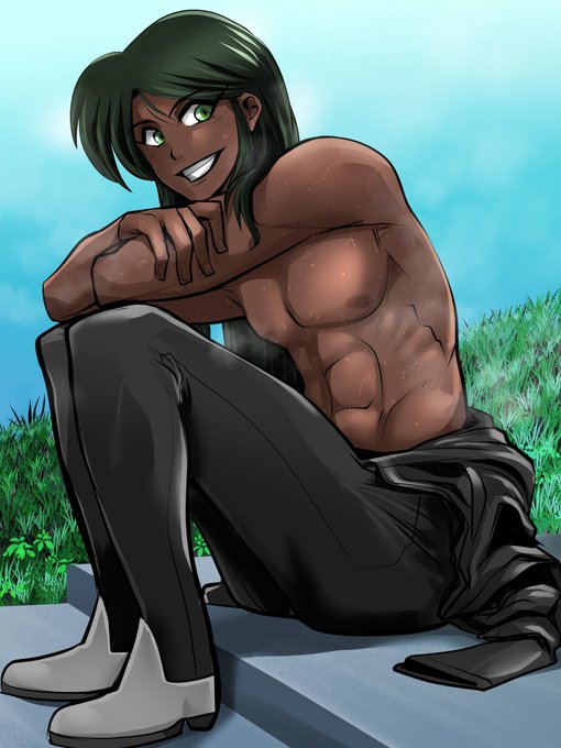 漫画読了記念絵、思ってたより低年齢だった黒いレイバーパイロット。気持ち上になった。
ボクもクールダウン中 