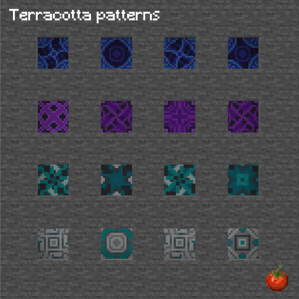 potagermc's tweet photo. Here's some terracotta patterns

more content on our discord ! 

#minecraftbuilds #minecraft #minecraft建築 https://t.co/wSyuAreyMC