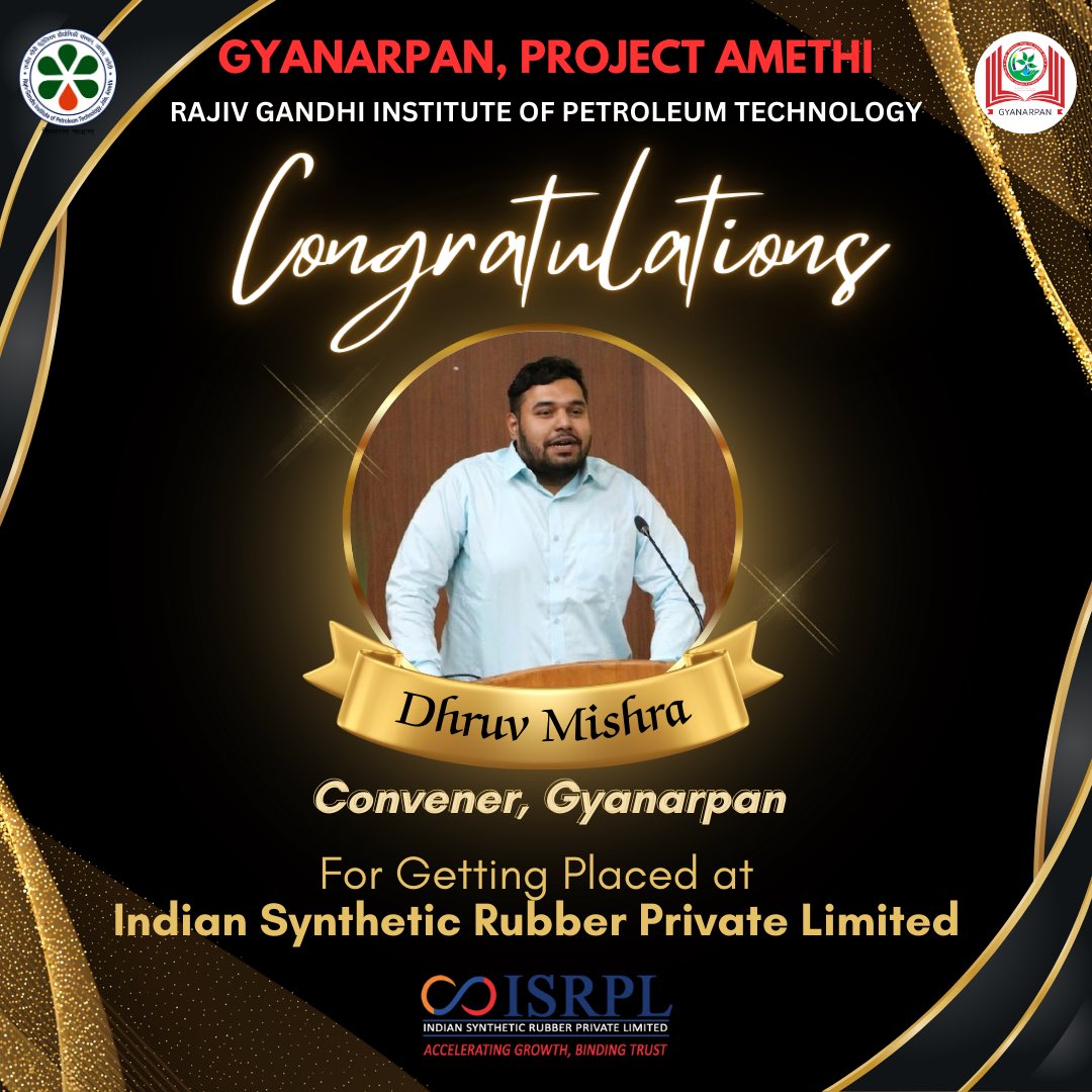 Gyanarpan1's tweet photo. "Success is no accident. It is hard work, perseverance, learning, studying, sacrifice, and most of all, love of what you are doing or learning to do." - Pele

We are pleased to announce that Mr. Dhruv Mishra,convener -Gyanarpan, has succesfully been placed at ISRPL. https://t.co/wVgkWwrAuD