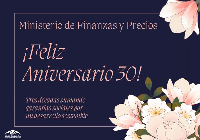 Hoy 21 de Abril celebra su Aniversario el @finanzasprecios 🥳 30 años comprometidos con la gestión de las finanzas públicas y del presupuesto social. 📈 Llegue desde el Grupo Caudal, S.A. nuestra ¡FELICITACIÓN! #30AñosMFP #CubaViveYTrabaja @regueiro_ale @pcc