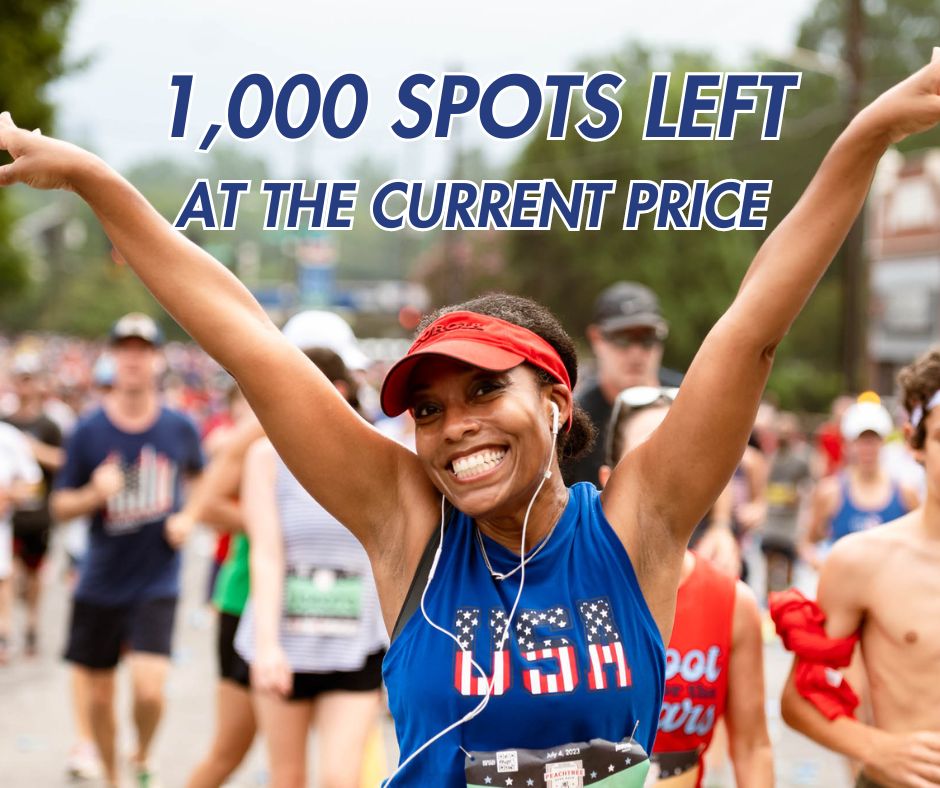 It's time to MOVE ‼️ Prices for the AJC Peachtree Road Race will increase after these 1,000 spots are filled, so grab yours today to register with the lower price as a non-Atlanta Track Club member! 🍑🌳 Register at bit.ly/AJCPeachtree