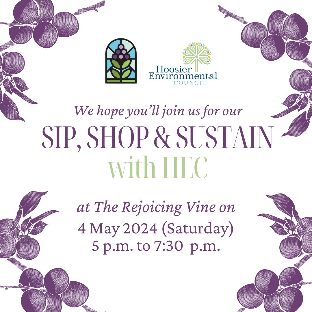 🍷 The Rejoicing Vine Winery in Indianapolis is hosting a Sip, Shop, & Sustain event with HEC! This is a free outdoor event, but space is limited - please register ASAP to ensure we have enough complimentary appetizers for you and each guest. 🔗hecweb.org/sip-shop-susta…