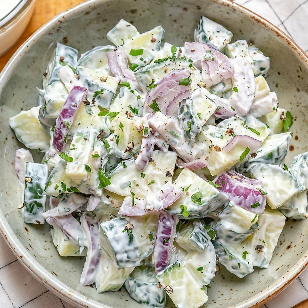 Greek Yogurt Cucumber Salad . 🙋Don’t forget to Get FREE eBook 🎁📩 'Ketogenic Diet: 365 Days of Keto, Low-Carb Recipes for Rapid Weight Loss' are available. Click the link below to get your ebook 👇 beacons.ai/lowcarbjiji/ Credits: cleanfoodcrush #lowcarb #keto #ketosalad