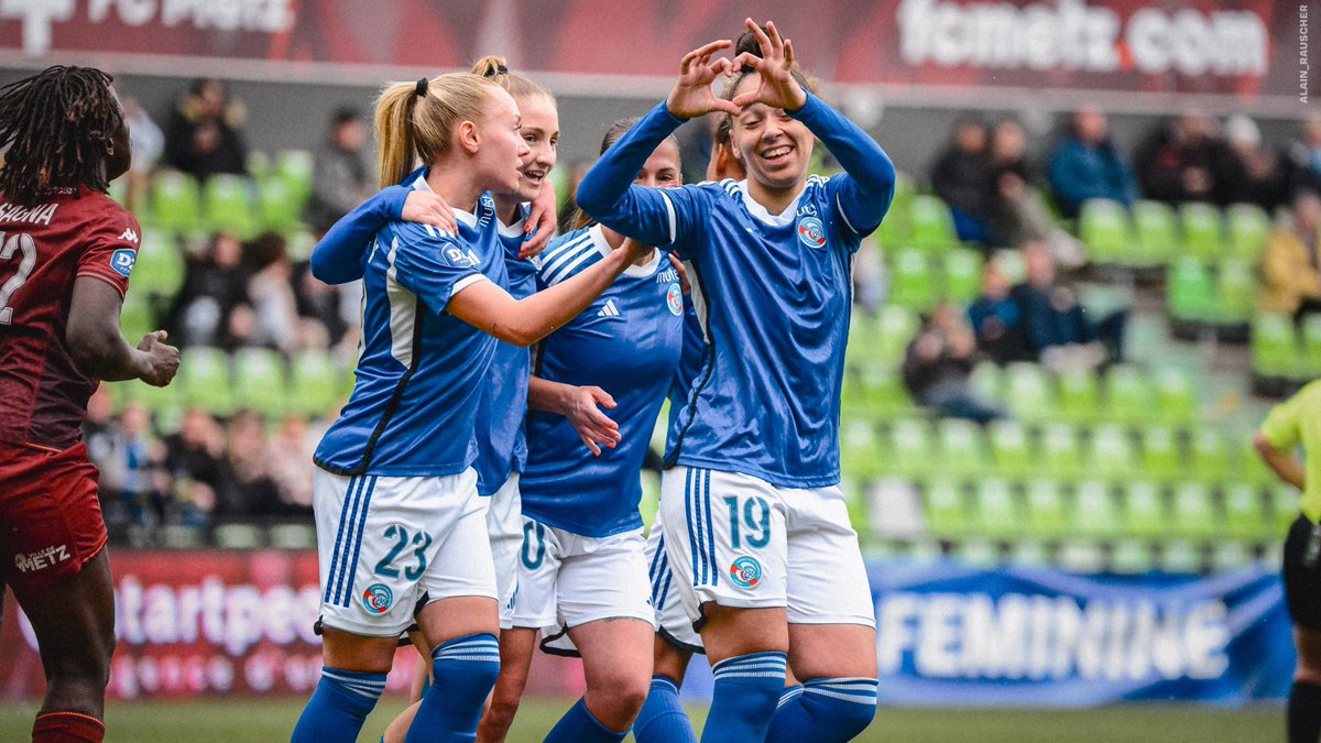#FemininesRCSA: Strasbourg Feminine secured a 2-0 victory in the derby against @FCMetz!

Strasbourg Women (Feminines) currently lead the Women's Division 2 League, with 4 games remaining in the season:

🔹#RCSAW🆚 Marseille Women - 28th April, 2024
🔹Le Mans Women 🆚 #RCSAW -…