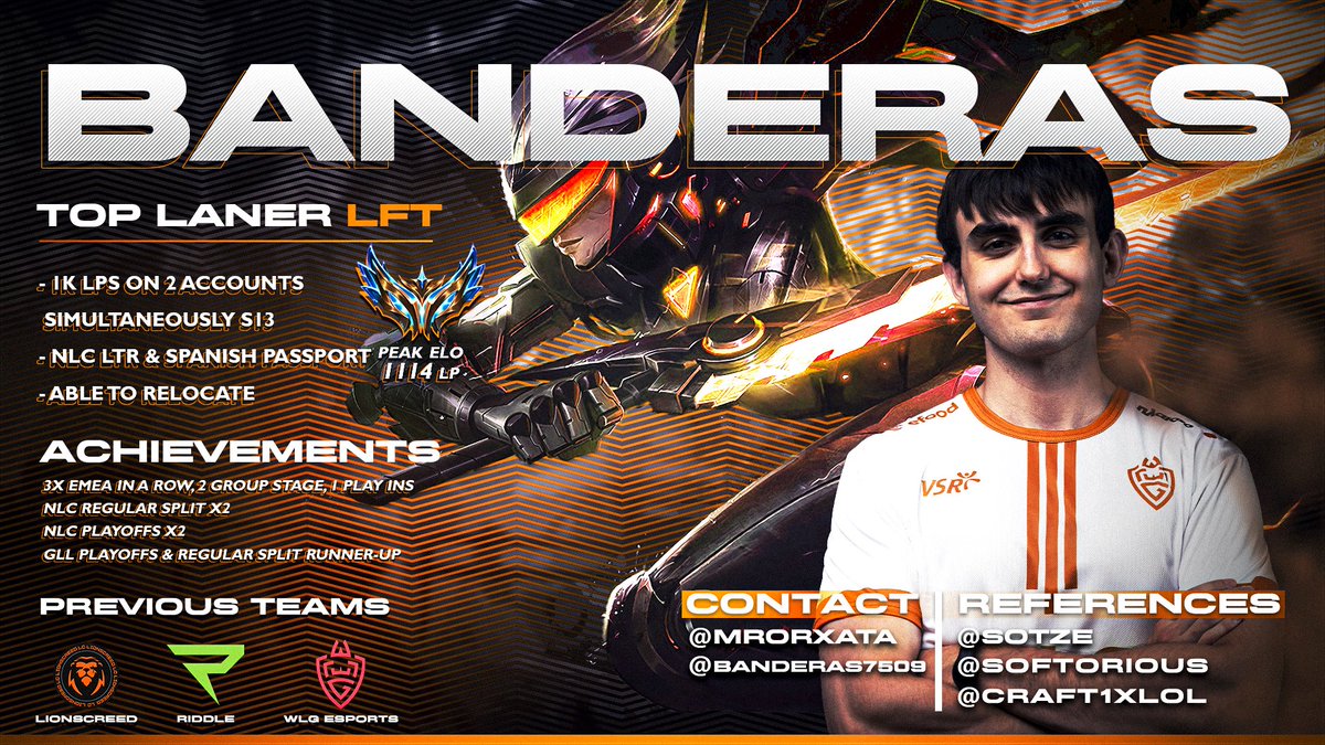 I'm currently LFT for 2024 Summer

I have gone to emea 3 times in a row now and i'm prepared for the next one to be best one so far😤

EMEA VODs are available upon request.    

LVP and NLC residency.    

Contact : mrorxata on DC or my Dms 

Likes and retweets are appreciated 🧡