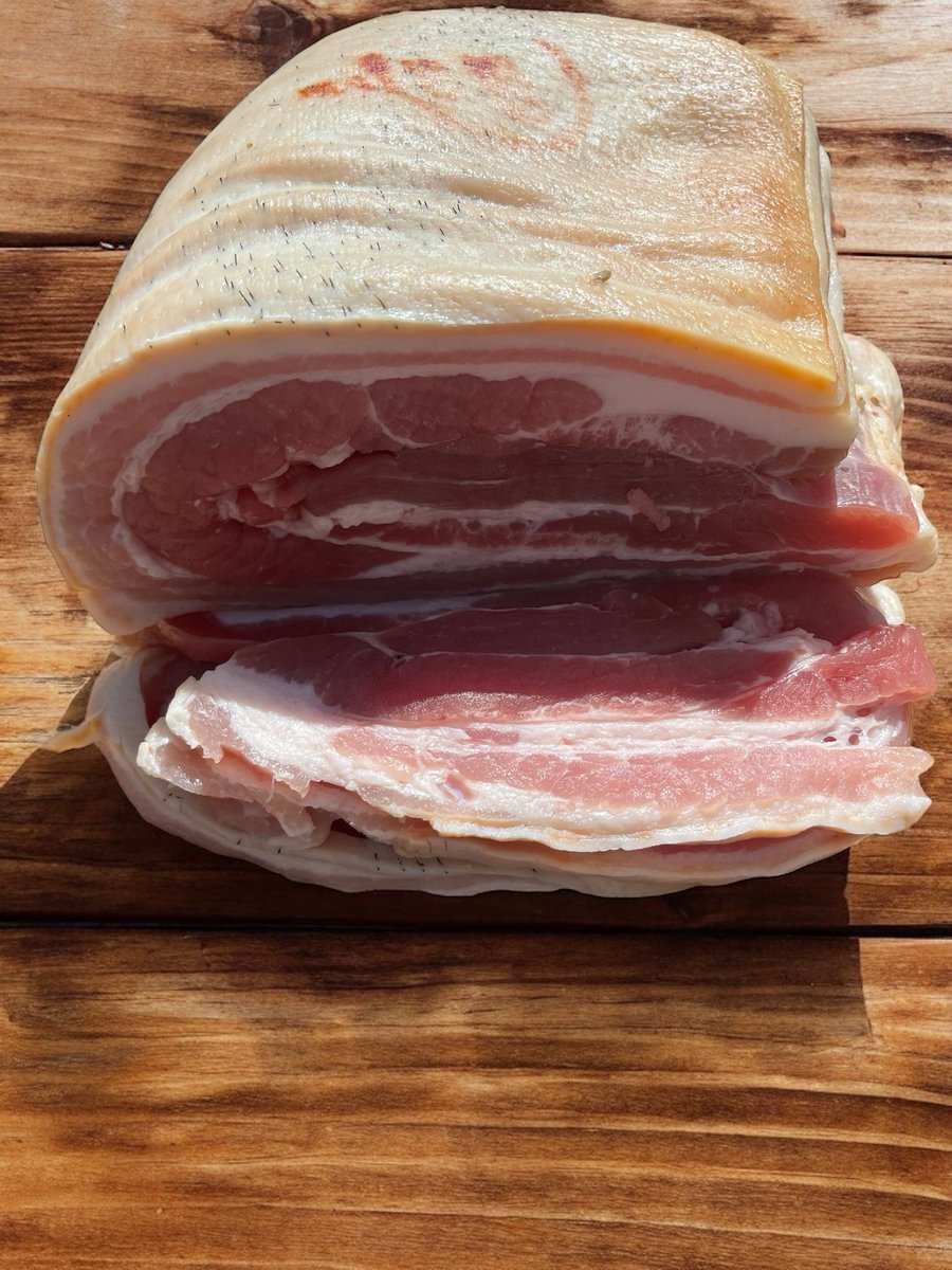 Hands up, We lost sight of what we are about.  Trying to produce the best we can.  In this case dry cured home smoked streaky bacon. Now all cured and smoked in the shop.