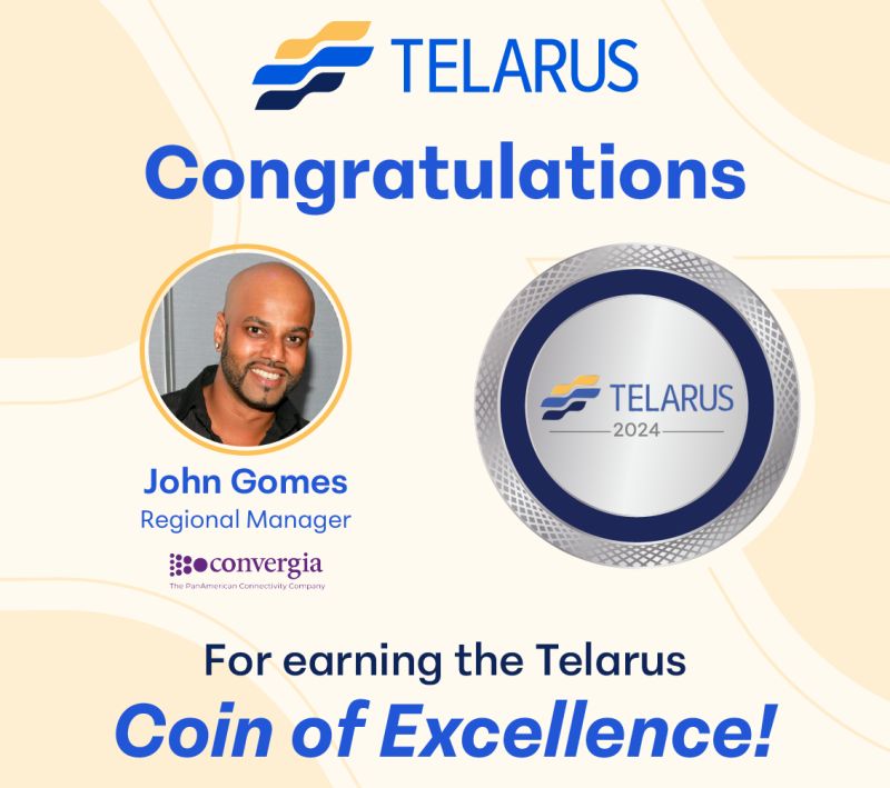 Thank you Telarus for this incredible recognition to our team member John Gomes! 🙌

At Convergia, we look forward to continuing to exceed expectations and drive success together. 💜

#WeAreBetterTogether #Convergia #Telarus #NorthAmerica #Panamerican #Branding