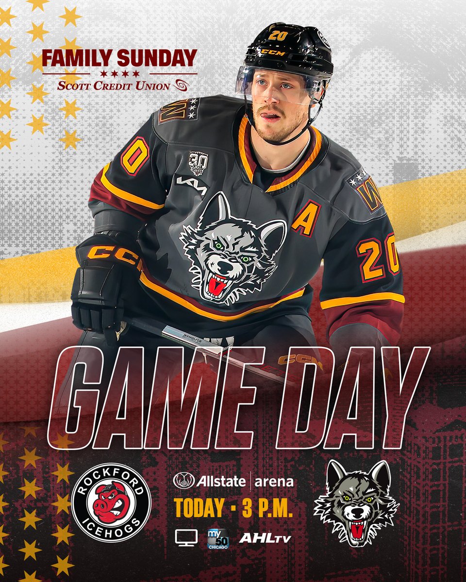 We want to see YOU at our final game of the season as we face off against the Rockford IceHogs on a @ScottCU Family Sunday!

🎟️: bit.ly/442hr8T 
⏰: 3 p.m.
📍: Allstate Arena
📺: My50 Chicago, AHLTV