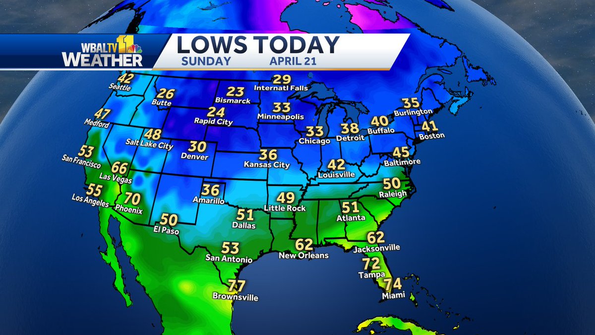 Here's a look at observed low temperatures across the Lower 48 this morning.