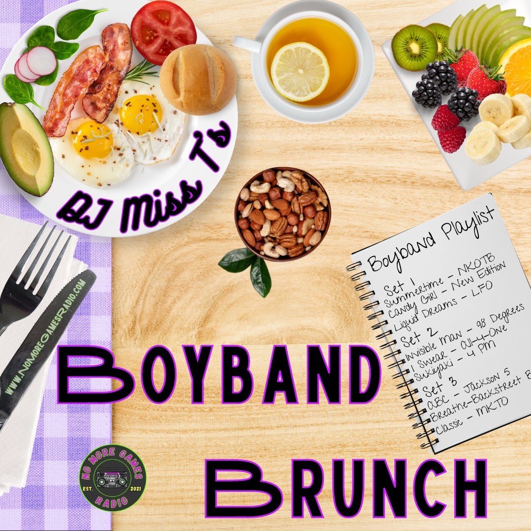 🎶Get ready to kick off your Sunday with the ultimate BOYBAND experience! Turn up those speakers and join DJ Miss T for the #BoybandBrunch!🎉#TuneInNow

linktr.ee/NoMoreGamesRad…

#WeGiveMusicalHugs #nkotb #BHLove #blockheads #CharmSomeHearts #WeAreAnExperience #BlockNationStation