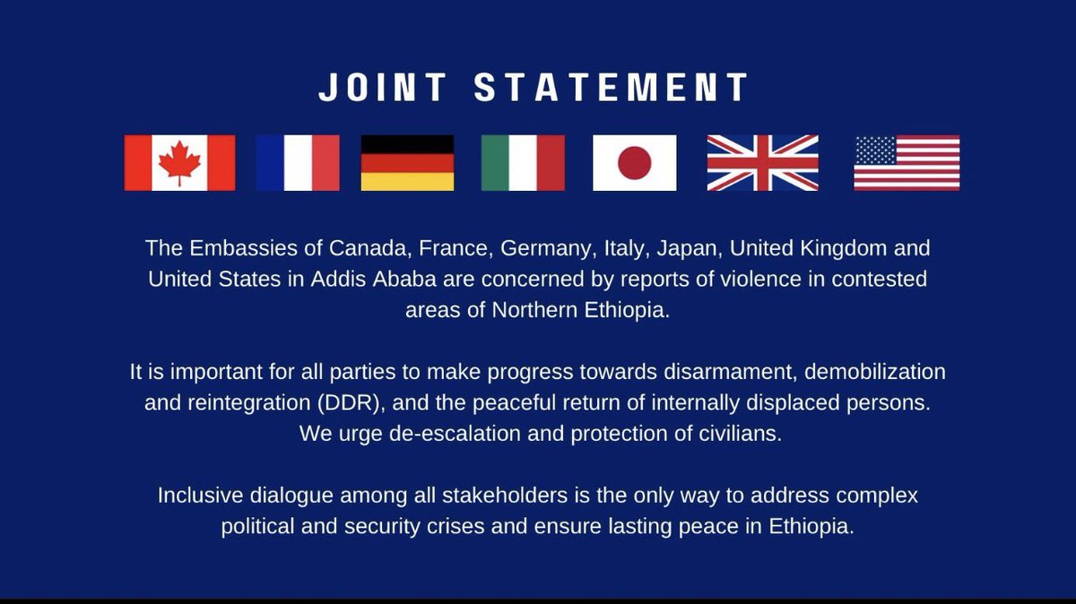 2
We demand the immediate removal of non-ENDF forces & illegal administrations from southern & western #Tigray as stipulated in the #PretoriaAgreement Restore Tigray’s territory to status quo.
@USEmbassyAddis @CanadaEthiopia @eu_eeas
#ReturnTegaruIDPs #UpholdThePretoriaAgreement