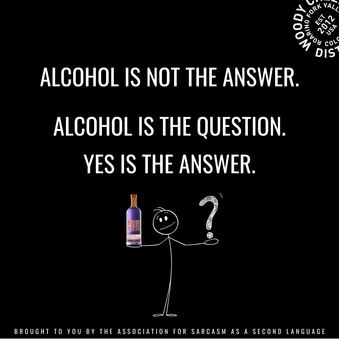 Happy Sarcasm Sunday from your friends with all the answers! Today's Answer Key: Mary's Select Gin infused with butterfly pea blossom with hints of rhubarb, elderflower and yuzu. #woodycreekdistillers #coloradobornandraised #sarcasm #sunday #sarcasmsunday #gin