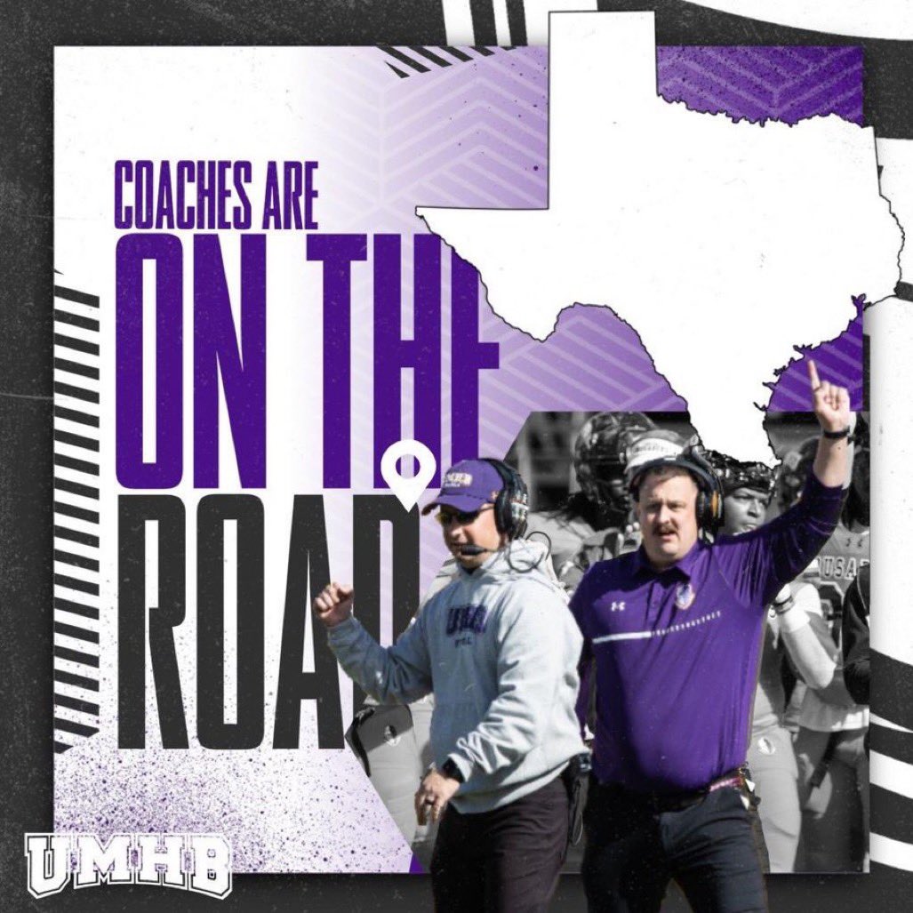 IT NEVER STOPS ‼️UMHB Coaches back on the road this week! Who’s next 👀🟣🟡⚔️ #RiseToTheOccasion x #GoCru