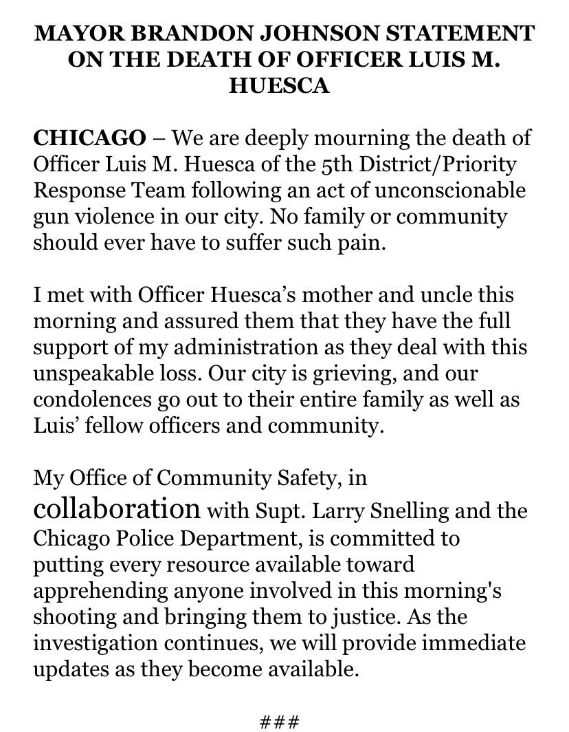 Statement from ⁦⁦@ChicagosMayor⁩