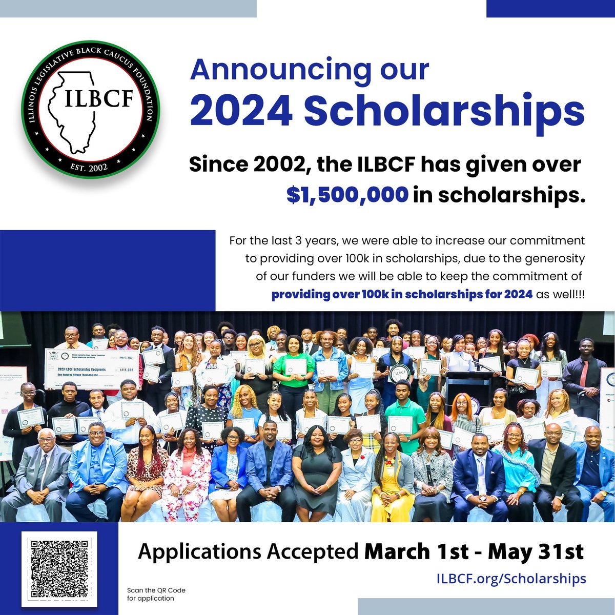 Applications for the 2024 Illinois Legislative Black Caucus Foundation (ILBCF) Scholarship are now open!🎓 The deadline to submit your application is May 31. Apply now at housedems.info/4aadvVj.