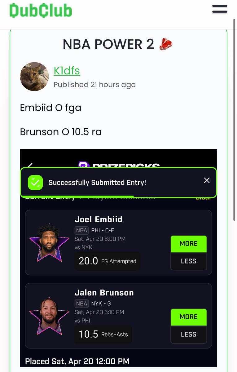 K1dfs's tweet photo. Don’t miss out join the dubs❗️❗️
Link: https://t.co/moKC9gQXSH
#gamblingx #prizepicks #draftkings #fanduel #dreamscenario #sleeper #underdog #sleeper #same24squad #k1locks #nba #nbax #bettingx #dfs #freepicks https://t.co/PExnIfZmSP