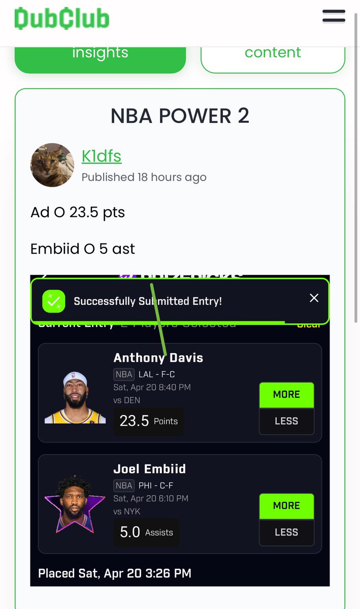K1dfs's tweet photo. Don’t miss out join the dubs❗️❗️
Link: https://t.co/moKC9gQXSH
#gamblingx #prizepicks #draftkings #fanduel #dreamscenario #sleeper #underdog #sleeper #same24squad #k1locks #nba #nbax #bettingx #dfs #freepicks https://t.co/PExnIfZmSP