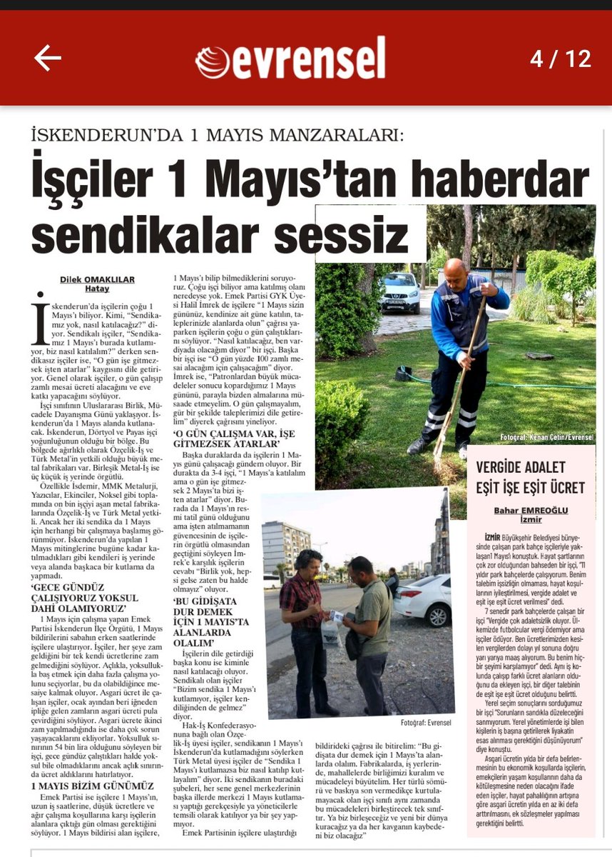 İskenderun’da işçiler 1 Mayıs’tan haberdar ama sendikalar sessiz
1 Mayıs’a günler kala İskenderun’da konuştuğumuz işçiler, gece gündüz çalıştıklarını buna rağmen yoksulluk sınırının altında ücretler aldıklarını söylüyor.
<a href="/DilekOmaklilar/">Dilek 🌼</a> haberi
evrensel.net/haber/516399/i…