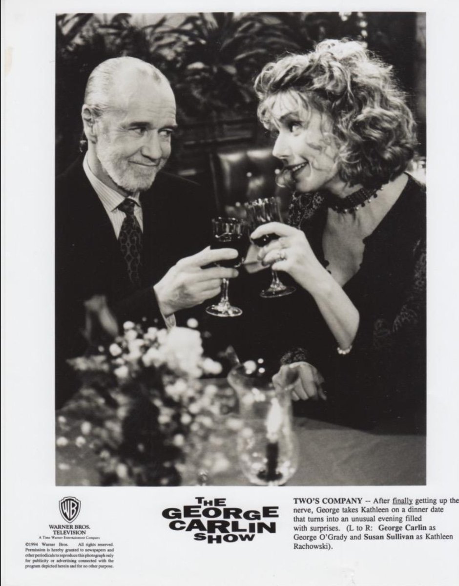 'Kathleen, can I ask you a question? George, not only can you ask me a question but I promise you I'll say yes! Really? Yes...so? Well, hold on here. Now that I know you'll say yes, I may have a different question.' The late great #GeorgeCarlin with our wonderful #SusanSullivan.