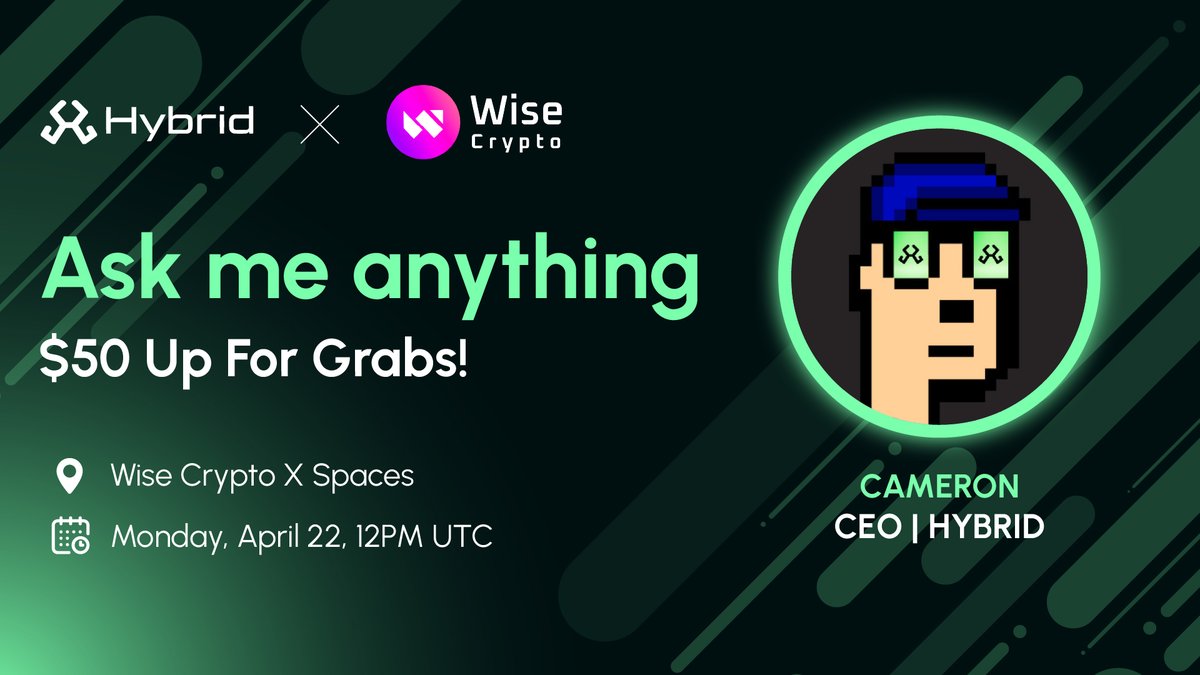 Join our live AMA tomorrow with @WiseCrypto_ & our CEO @0xCamHYB 🎙️ ⏰Apr 22, 12 PM (UTC) 📍x.com/i/spaces/1gqGv…