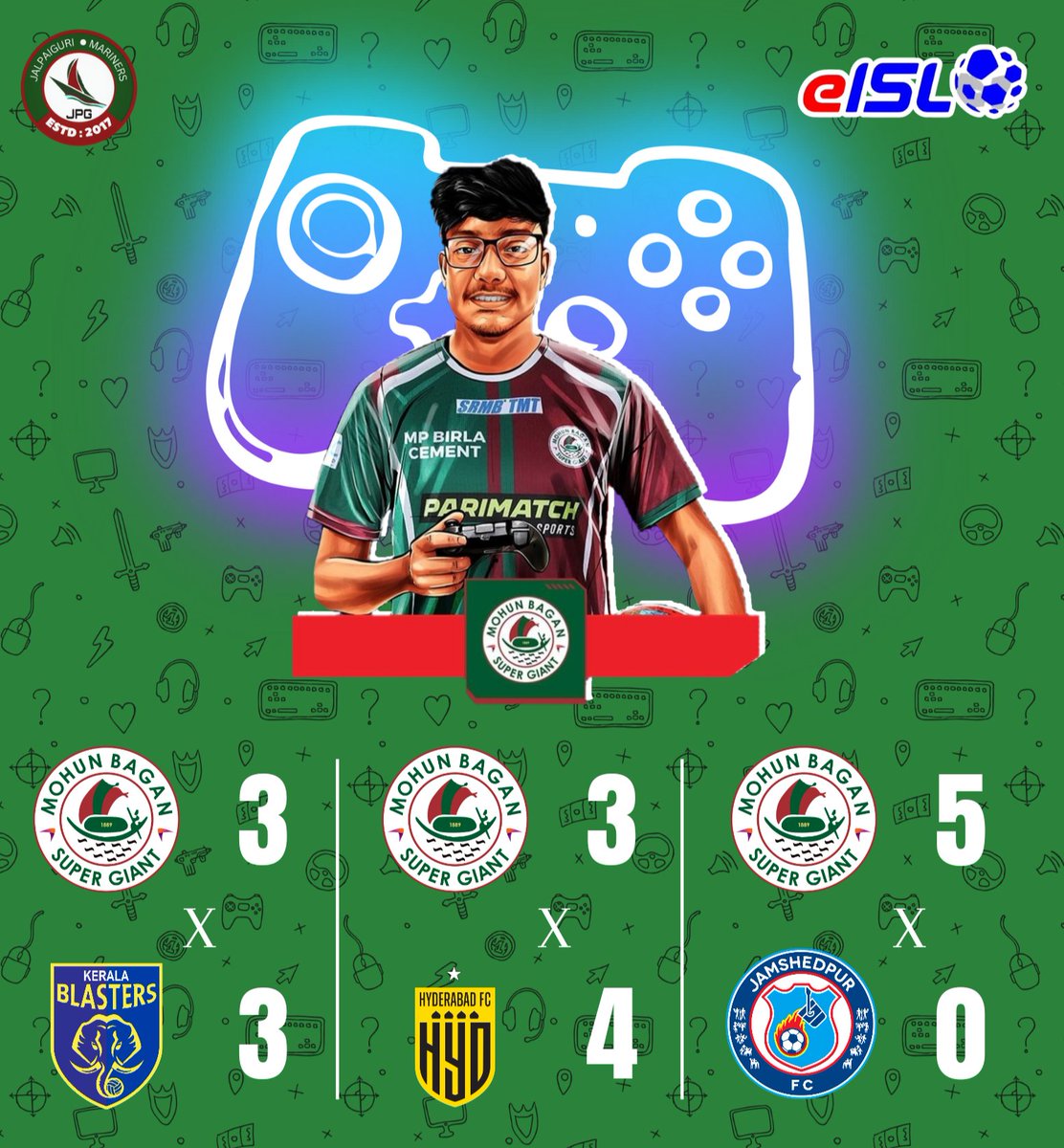 E-ISL game day 1 comes to an end with a mixed bag results for us.

Wish Md. Mahtabuddin, our representative, all the very best for tomorrow. 💚❤️

#Joymohunbagan #eisl #fifa #gaming #eafc #ea24 #আমরাসবুজমেরুন #jalpaigurimariners