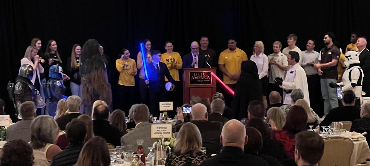 1WYOInc's tweet photo. Wishes are waiting to be granted to brighten the lives of 38 Wyo kids with critical illness. Last night 1WYO partnered with MakeAWishWY and engaged 15 UW student athletes to help light 24 wish stars! The force was with us - one special kid’s wish was granted last night. Godspeed https://t.co/52G0eq6pJV