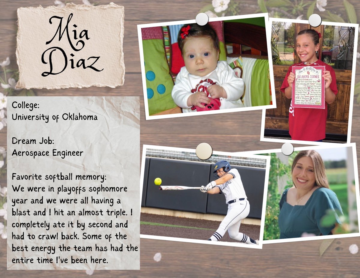Senior Spotlight! We wish you the best at OU. We are confident you will accomplish your dreams and have a positive impact on others along the way. We will miss you Mia!