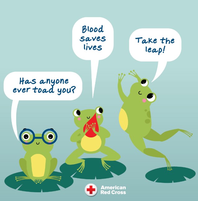 Don't frog-et patients need your help! 🩸 The Red Cross will say thanks with a $10 e-gift card to a merchant you choose when you come to give April 8-28 & enter you for a chance at a $7K gift card. Hop to it: Sign up to give blood now! rcblood.org/42SSQCA (T&C; other entry)