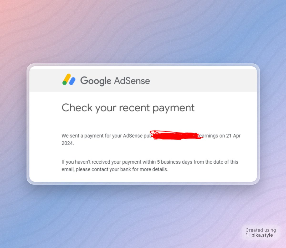 I'm about to receive my first payment from AdSense. 😊