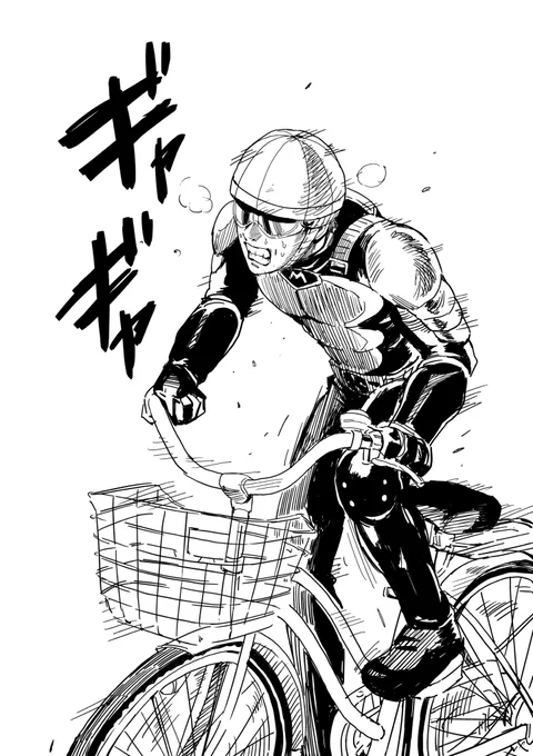 作業に疲れたから無免ライダー描いた! 