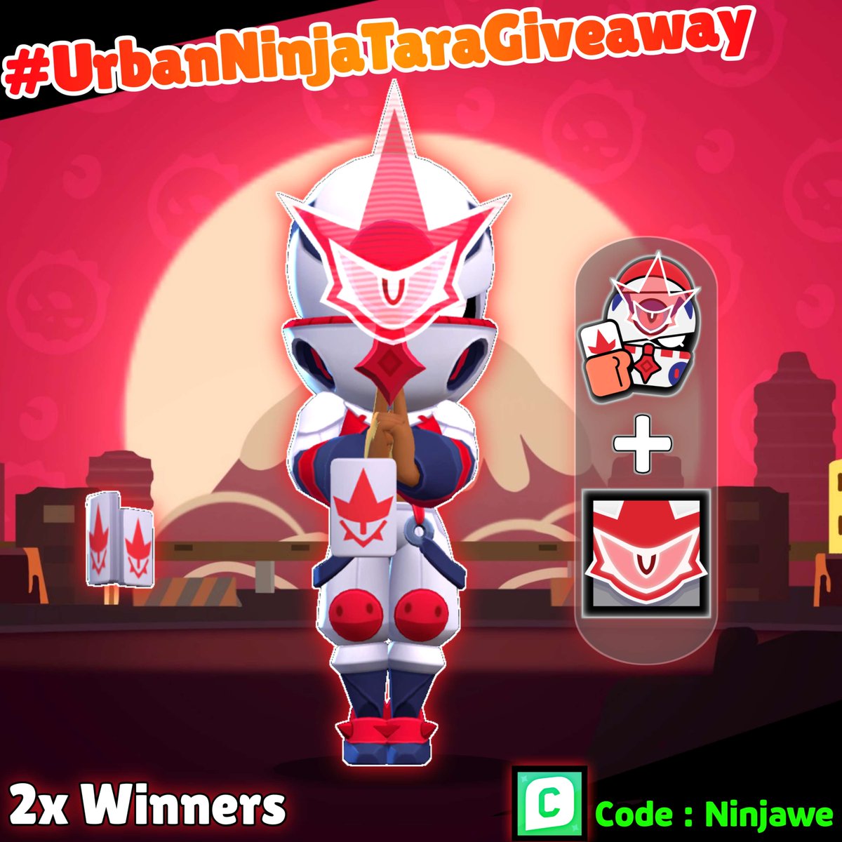 Ninjawe3's tweet image. 2x Urban Ninja Tara Giveaway! 
  To Enter :  
✅ Follow @Ninjawe3  
❤️ Like 
🔁 Retweet  
 and Good luck! 
 #BrawlStars #BrawlTalk #UrbanNinjaTaraGiveaway  
Ends at May 2nd!