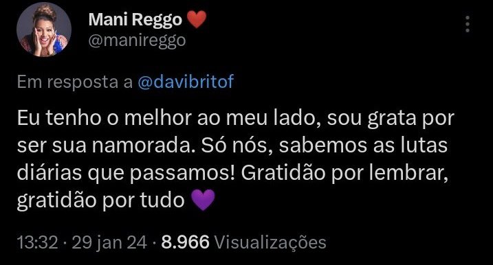 Antes da vitória: sou grata por ser sua NAMORADA.

DEPOIS da vitória: Estou magoada pq me chamou de NAMORADA. 

 #DaviInocentado