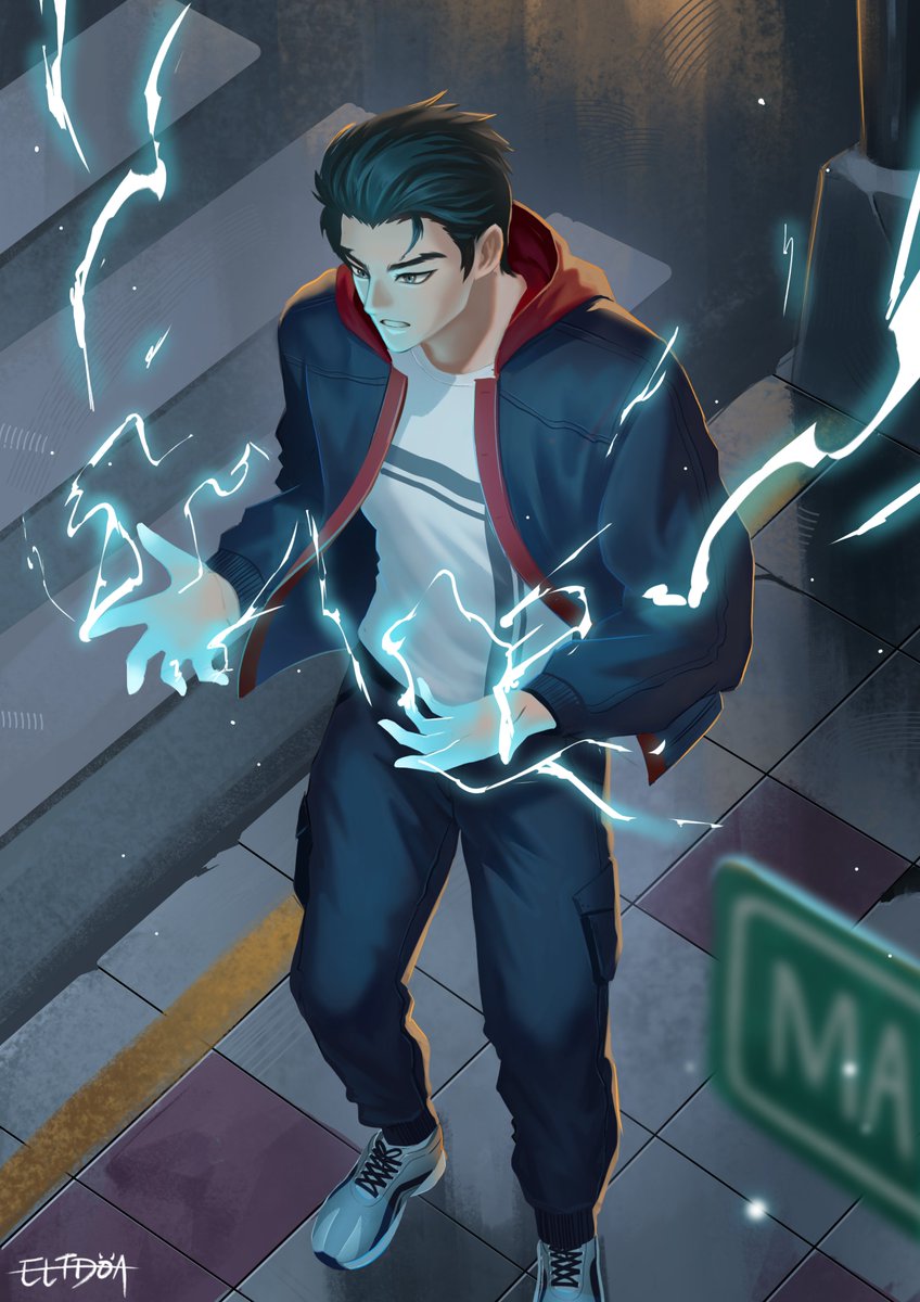KevHasArt's tweet photo. A new lad! Caleb! Student who discovers he has sparky electricity powers :) Not quite sure yet what I'm gonna do with him but oh my is he GORGEOUS! Made by the insanely talented @eltdoa https://t.co/JoSnLdK7bW