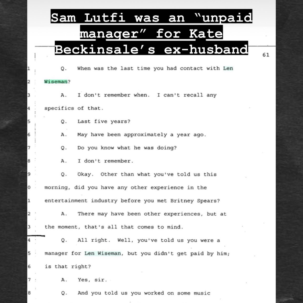 What did Kate Beckinsale do for #freebritney? What, if anything does her ex husband Len Wiseman (and his own unpaid former manager) have to do with it?