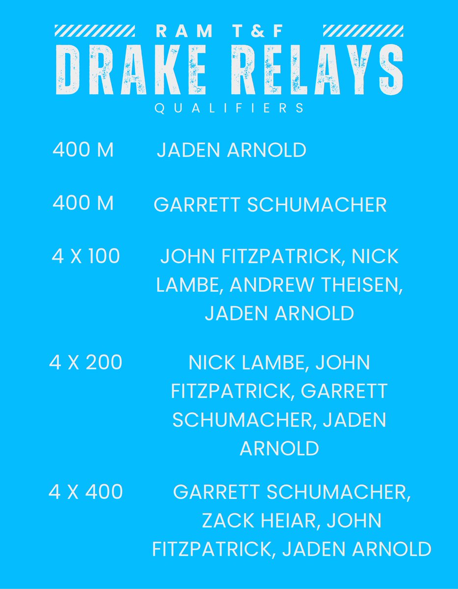 Big week this week as the Rams will head to the Drake Relays!!