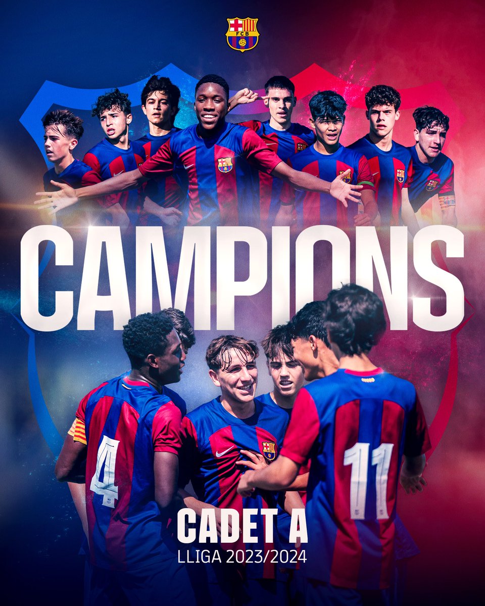 FCBmasia's tweet photo. ⌚️ 𝐅𝐈𝐍𝐀𝐀𝐀𝐀𝐋

🙌🏼 Nàstic Manresa 🆚 𝗖𝗮𝗱𝗲𝘁 𝗔  (0-3)  

⚽️ Nil Vicens, Adrián Guerrero, Roberto Tomás

🤩 𝐂𝐀𝐌𝐏𝐈𝐎𝐍𝐒 𝐃𝐄 𝐋𝐋𝐈𝐆𝐀!

👏 Moltes felicitats, EQUIP!

#FCBMasia 💙❤️ https://t.co/neRjQhvCLd