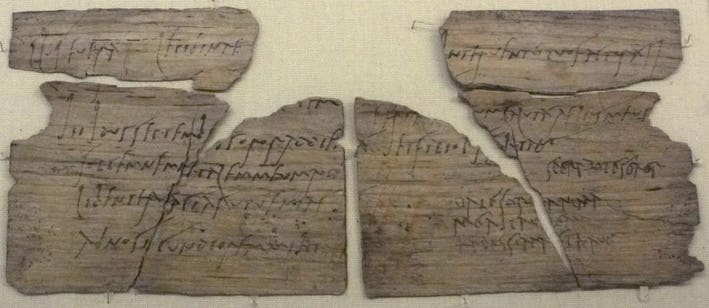 One of the most famous inscriptions from Roman antiquity is from Vindolanda, a fort along Hadrian’s Wall in northern Britain. This is the so-called “birthday letter” of Claudia Severa, who was writing to her friend Sulpicia Lepidina around 100 CE.