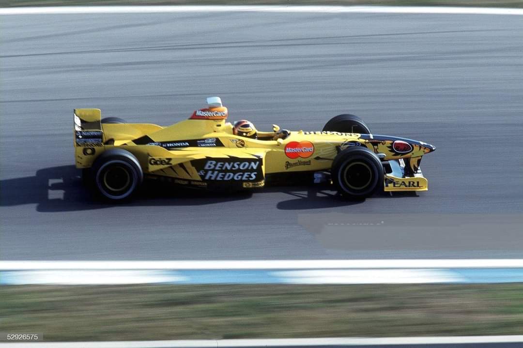 Heinz-Harald Frentzen ('98 Jordan Mugen-Honda V10, 198), fitted with the 4-grooved Bridgestone front tyres. Pre-Season Testing, Circuit de Catalunya, Barcelona, 10th February 1999. #F1