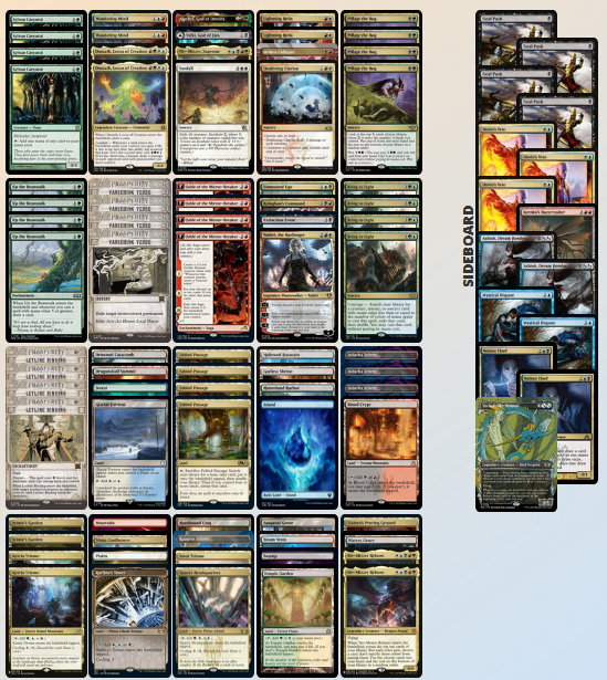 Leverkraft's tweet photo. Another one and done RCQ season, this time piloting 5c Niv. Demonic Tutor aka Pillage the Bog was a rather generous gift from Wizards. Play this if your area is heavy on Rakdos Vamps. @fireshoes https://t.co/ID9UIjkk2i