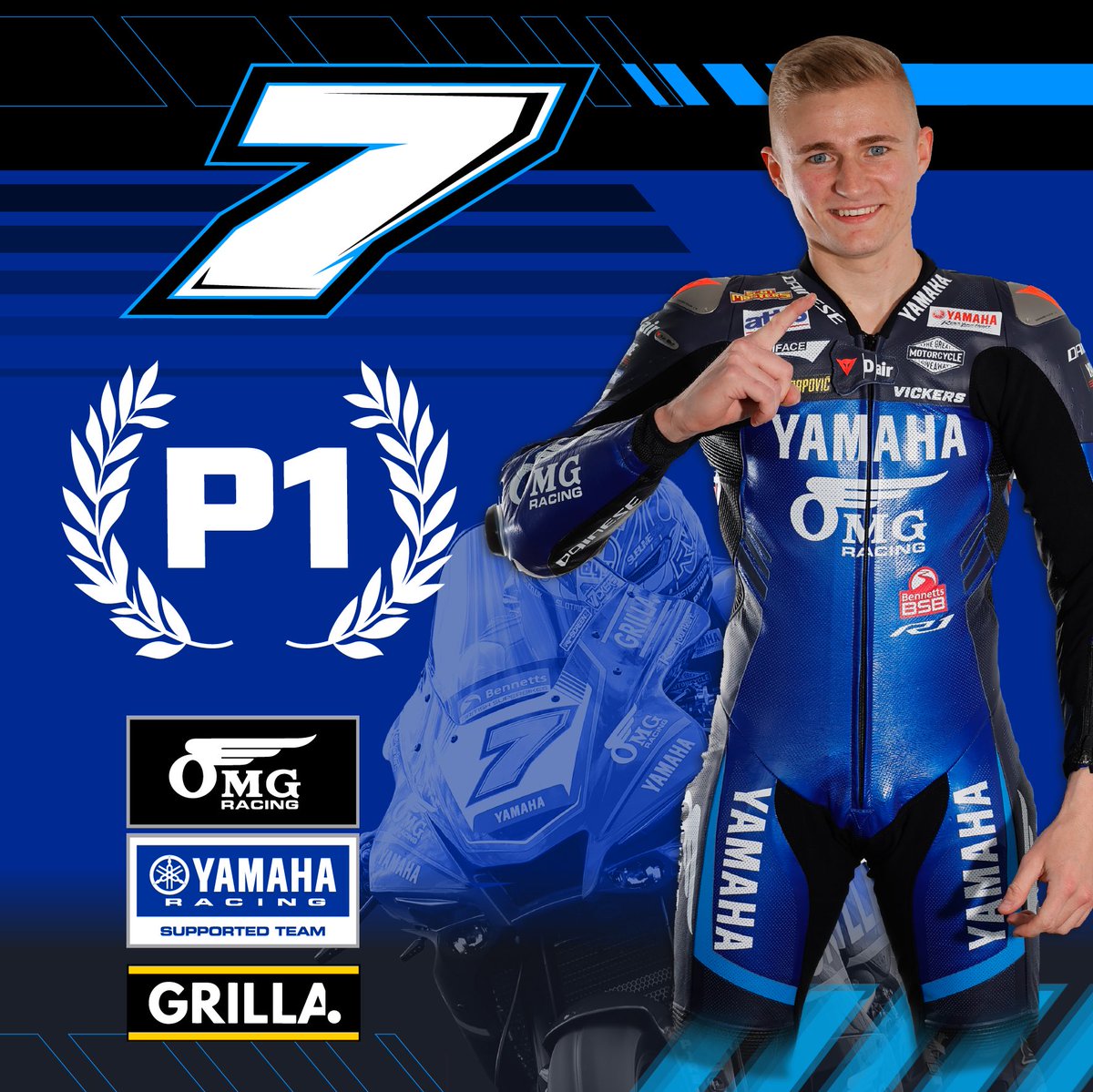 He’s only gone and done it again! @RyanVickers_21 made it through a dramatic final corner save to claim a second win of the day 🏆 #OMGRacingUK #ALLGRILLAnoFILLA #YamahaRacing #RevsYourHeart #WeR1 #NavarraBSB