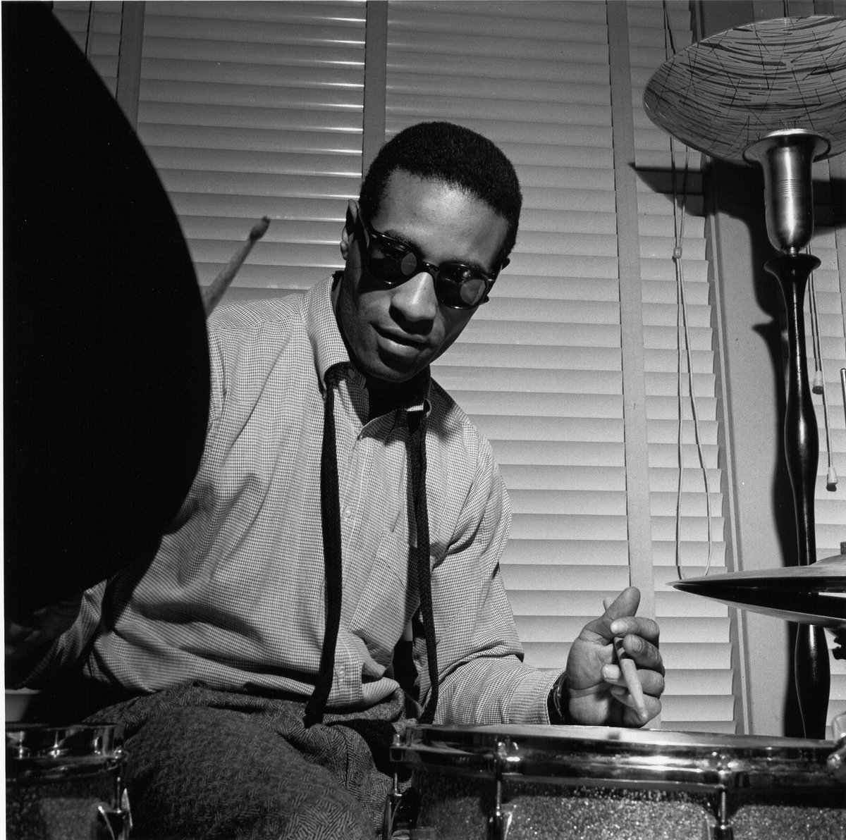 Day 21, #JazzAppreciationMonth: #MaxRoach got his 1st break at 18 w #DukeEllington. He was one of the 1st drummers to play in the bebop style. Known for playing with just about *every* great #Jazz artist & for the classic #MoneyJungle, a collaboration with #Mingus and Ellington