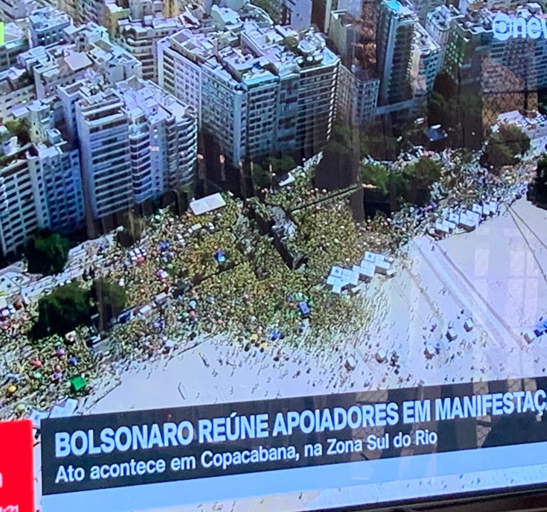 Flopou! Segundo o DataGado são mais de 3 milhões de pessoas na MINIFESTAÇÃO golpista em Copacabana. CHUVA DE LULA BANDIDAGEM EM COPACABANA
