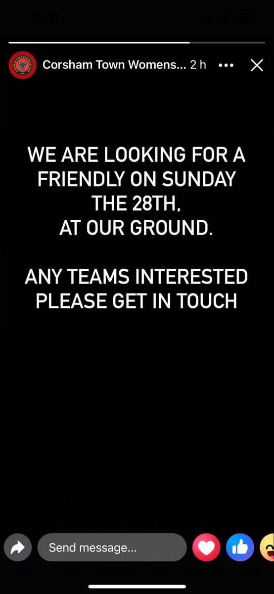 Get into touch with  Corsham town women if u fancy a game
